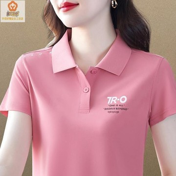 【台灣出貨】Polo衫 韓系短袖 吸濕排汗 Polo領上衣 夏天韓版女裝 短袖T恤 氣質減齡 寬鬆顯瘦上衣 涼感透氣