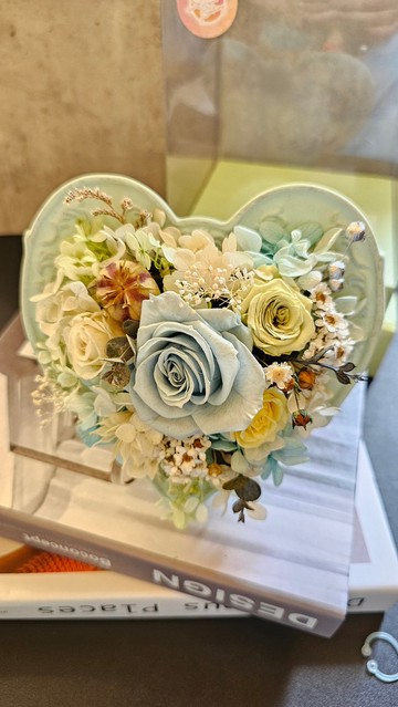 不凋花心型立體框花 附禮盒