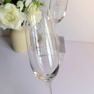 結婚禮物|訂製wedding香檳對杯|雕刻