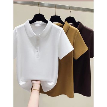 女裝2025夏裝新款女士純棉短袖t恤polo衫翻領遮肚子上衣體恤顯瘦