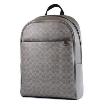 COACH 男款 Owen 緹花小C LOGO防刮簡約拉鍊後背包-灰色