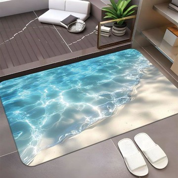 🥇水波紋海浪硅藻泥浴室地墊衛生間吸水防滑腳墊玄關易打理門墊