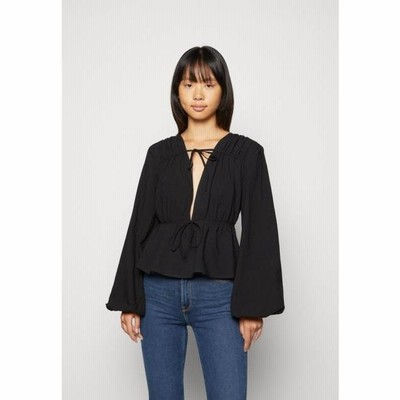 エヌエーケイディー レディース シャツ DRAWSTRING DETAILED BLOUSE - Blouse - black