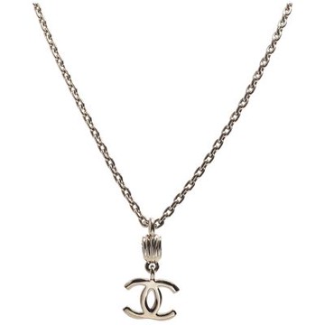 CHANEL 經典雙C LOGO拚透明蝴蝶結項鍊(金色)