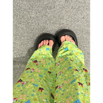 綠色遛彎褲寬松慵懶風女夏薄款冰絲涼涼褲小個子可外穿垂感直筒