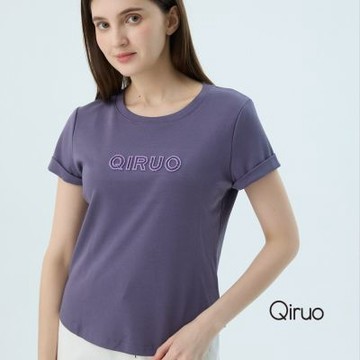 Qiruo 奇若專櫃女裝紫色上衣7126A 字母純棉T桖