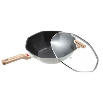 家用麥飯石八角炒鍋不粘鍋平底鍋電磁爐燃氣通用鍋具煎炒鍋