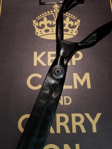 黑色皮革松石扣領帶帥炸天型男領帶