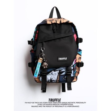 嘻哈涂鴉書包男初中生街頭潮流潮酷高中雙肩包女大容量小學生背包