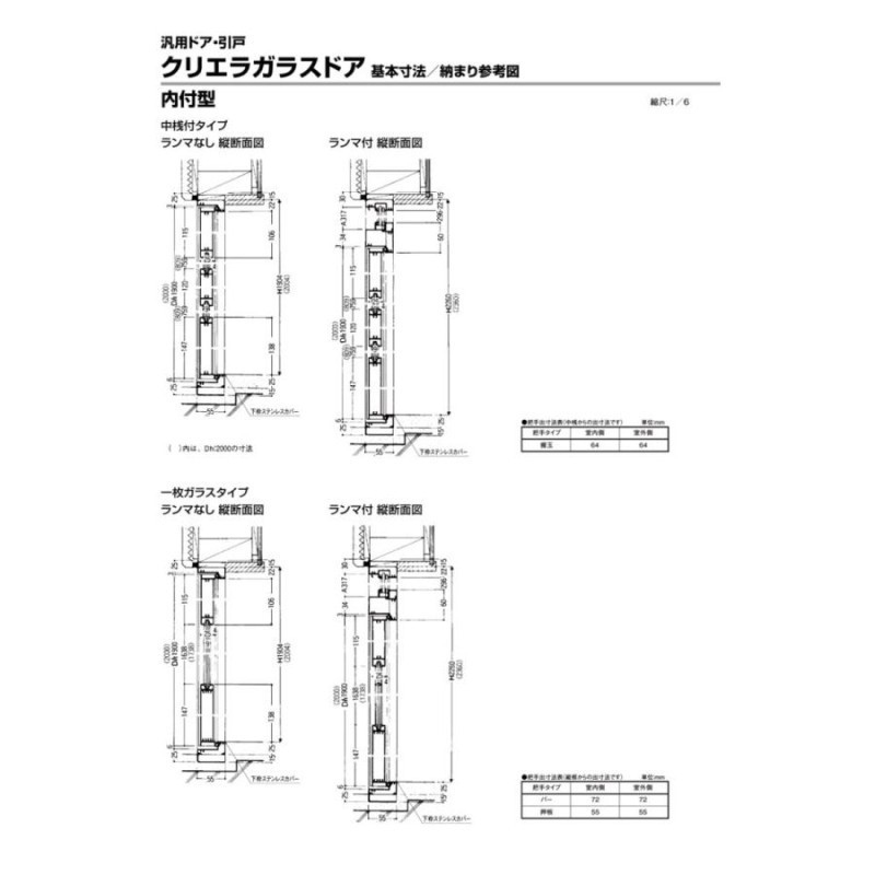 店舗ドア クリエラガラスドア  内付型 両開き 1619(w1692mm×h1904mm) PG仕様 中桟仕様 汎用ドア アルミサッシ 事務所 TOSTEM 窓 リフォーム DIY 扉 - 4