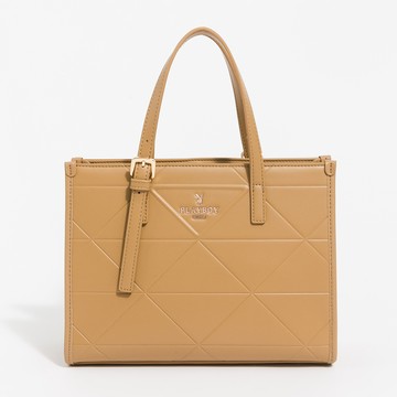 PLAYBOY - 手提包附長背帶  Linear Elegance系列 - 卡其色/561-0803-26-6