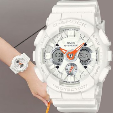 CASIO 卡西歐 G-SHOCK 個性酷炫雙顯手錶 中性錶 1212購物節 送禮推薦-鮮橘色 GMA-S120SA-7A1