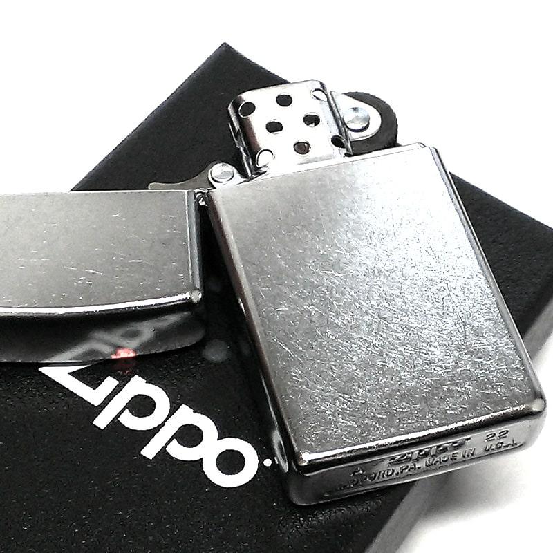 ZIPPO ライター スリム ジッポ ユーズド加工 無地 ストリートクローム シルバー かっこいい 銀 メンズ