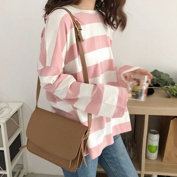 Onedays♥ 韓版寬鬆條紋上衣 ♥寬鬆條紋T 女裝 衣服 寬鬆上衣 配色長T 長袖t恤 長袖上衣 女裝 C313