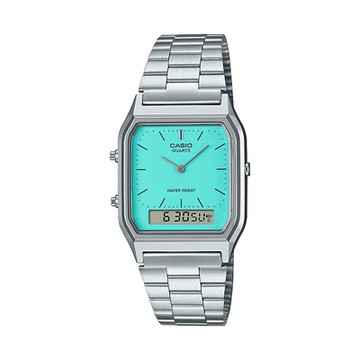 CASIO卡西歐 VINTAGE 復古 雙顯系列 亮綠松 AQ-230A-2A2_29.8mm