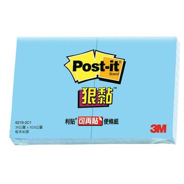 3M Post-it 利貼 狠黏可再貼便條紙-621S-2C 藍