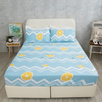 eyah 宜雅 台灣嚴選舒柔 單人 檸檬蘇打藍 親膚舒適  被套 + 床包