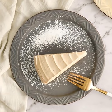 Homely Zakka 北歐現代輕奢風 幾何啞光釉陶瓷碗盤餐具 小圓平盤  21.5 x 2cm  灰藍色  1個