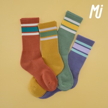 《MJ襪子》美式復古條紋襪 中筒襪 平面款 萊卡襪 潮襪 台灣製 MIT MP062