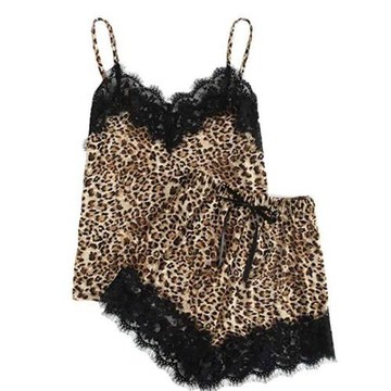 Home Set Leopard Pajama Dress Shorts套裝豹紋睡衣吊帶裙短褲