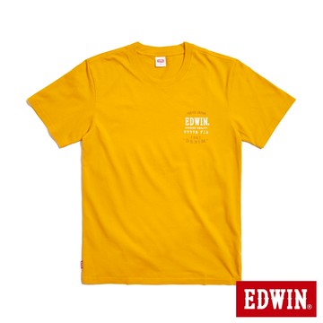 EDWIN 男款 美式斑駁文字LOGO印花短袖T恤(桔黃色)