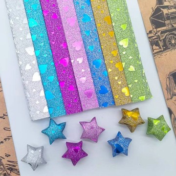 倖運星折紙條印花愛心星星條折手工疊五角星diy閃亮倖運星紙條 XND7