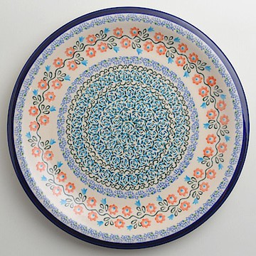 波蘭陶 紅花綠蔓系列 圓形餐盤 27cm 波蘭手工製