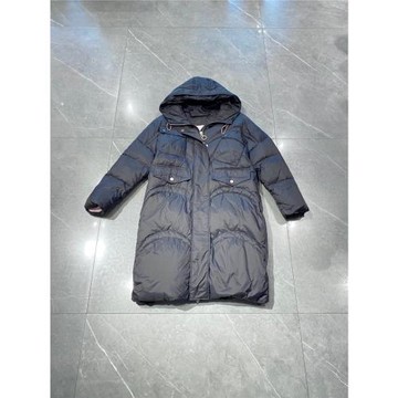 阿蕾精品折扣坊女裝冬款連帽拉鏈簡約抽繩收腰中長款羽絨服w3-3