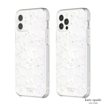 Kate Spade Clover Hearts iPhone 12/12 Pro 6.1吋 愛心/幸運草+白色鑲鑽透明殼