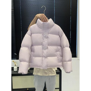 2025年新款95白鴨絨小個子穿羽絨服女加厚短款面包服純色冬季外套