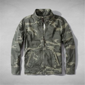 AF&LF迷彩服夾克男修身 工裝軍旅外套純棉帆布春秋立領機車夾克