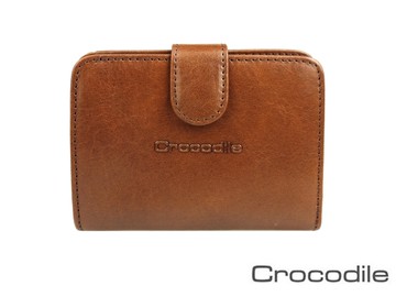 【全新品公司貨】Crocodile 鱷魚 真皮保用十年拉鍊零錢短夾 咖啡色【寧寧小舖/台中30年老店】3002-1