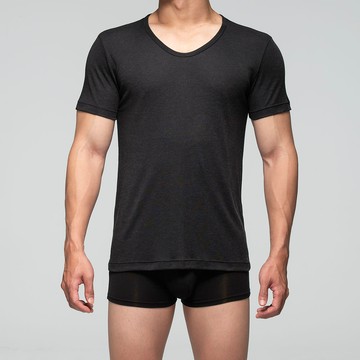 DADADO-基礎系列-涼感抑臭紗 M-LL短袖U領上衣(黑)-GT2070BL