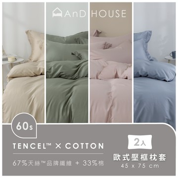 AnD House 天絲棉60支-單品／枕套2入(不含床包、枕套)｜安庭家居 素色 顏色任搭