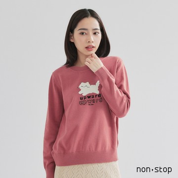 non-stop 溫柔質感小貓提花針織衫-2色