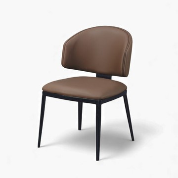 布朗咖啡餐椅 CH108｜溫暖咖啡色皮革 × 俐落金屬腳架