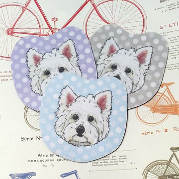 西高地白梗-大頭杯墊-不織布吸水杯墊~