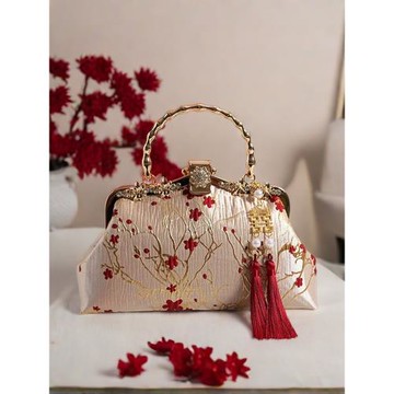 漢服婚包女結婚大容量diy手工中式國風旗袍喜婆婆婚宴手提口金包