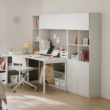 【iloom 怡倫家居】NEWT L型書桌組1200型/1400型 五層收納櫃含門片 書桌 桌子 電腦桌 工作桌