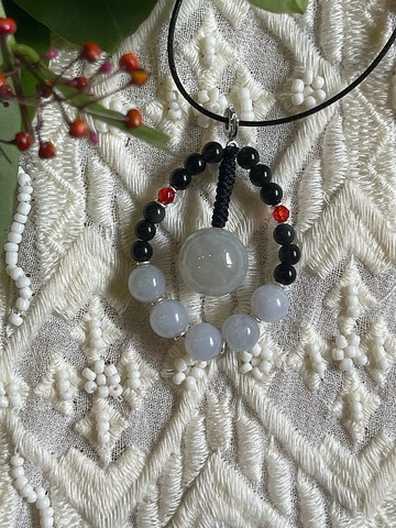 圓珠翡翠吊墜項鍊緬甸玉 無優化 天然A貨翡翠 派對花環款