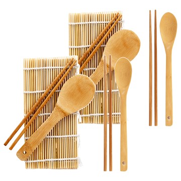 Bloom at home 壽司竹簾3件組+竹製湯匙筷子組  木色  2組