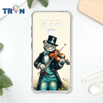 TRON 三星 NOTE 9 小提琴/鋼琴演奏紳士貓 四角防摔 軟殼 手機殼