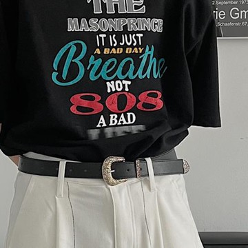 歐美金屬雕花針扣西部牛仔風皮帶男士韓版街拍百搭個性潮流男腰帶