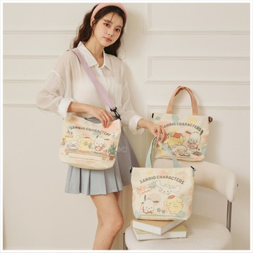 天藍小舖-三麗鷗狗狗好朋友配色帆布手提/斜背包-共3色-$490【A03032031】