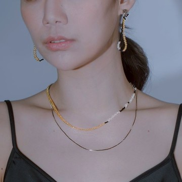 SLOW ROVER｜宇宙冰晶 冰晶珠鍊雙層項鍊-厚鍍金黑雙色