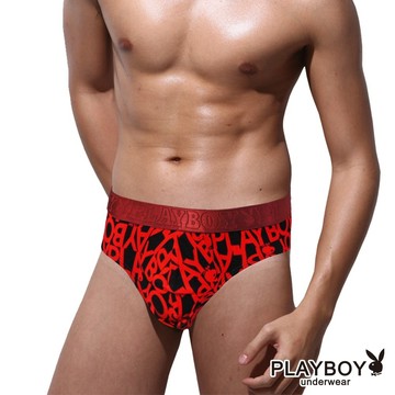 PLAYBOY｜經典大LOGO三角內褲｜紅密字兔