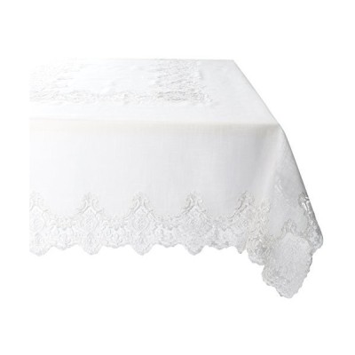Imperial Embroidered Vintage Lace Design Tablecloth Color Cream Size 70 W x
