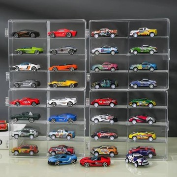 風火輪展示架合金小汽車模型1:64兒童玩具車擺件透明整理收納展盒