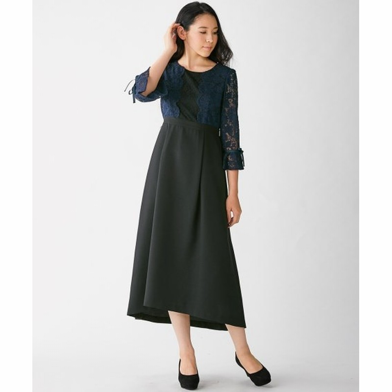 ７分袖重ね着風レースデザインロング丈ワンピース プライベートレーベル 謝恩会 パーティドレス Dress 通販 Lineポイント最大1 0 Get Lineショッピング