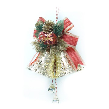 摩達客 4吋雙花鐘吊飾-紅金色